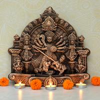 Devi Durga Terracotta Idol & Candle