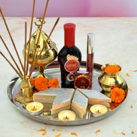 Puja Thali with Alta and Sindoor Set