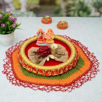 Laxmi Ganesh with Diyas In a Thali