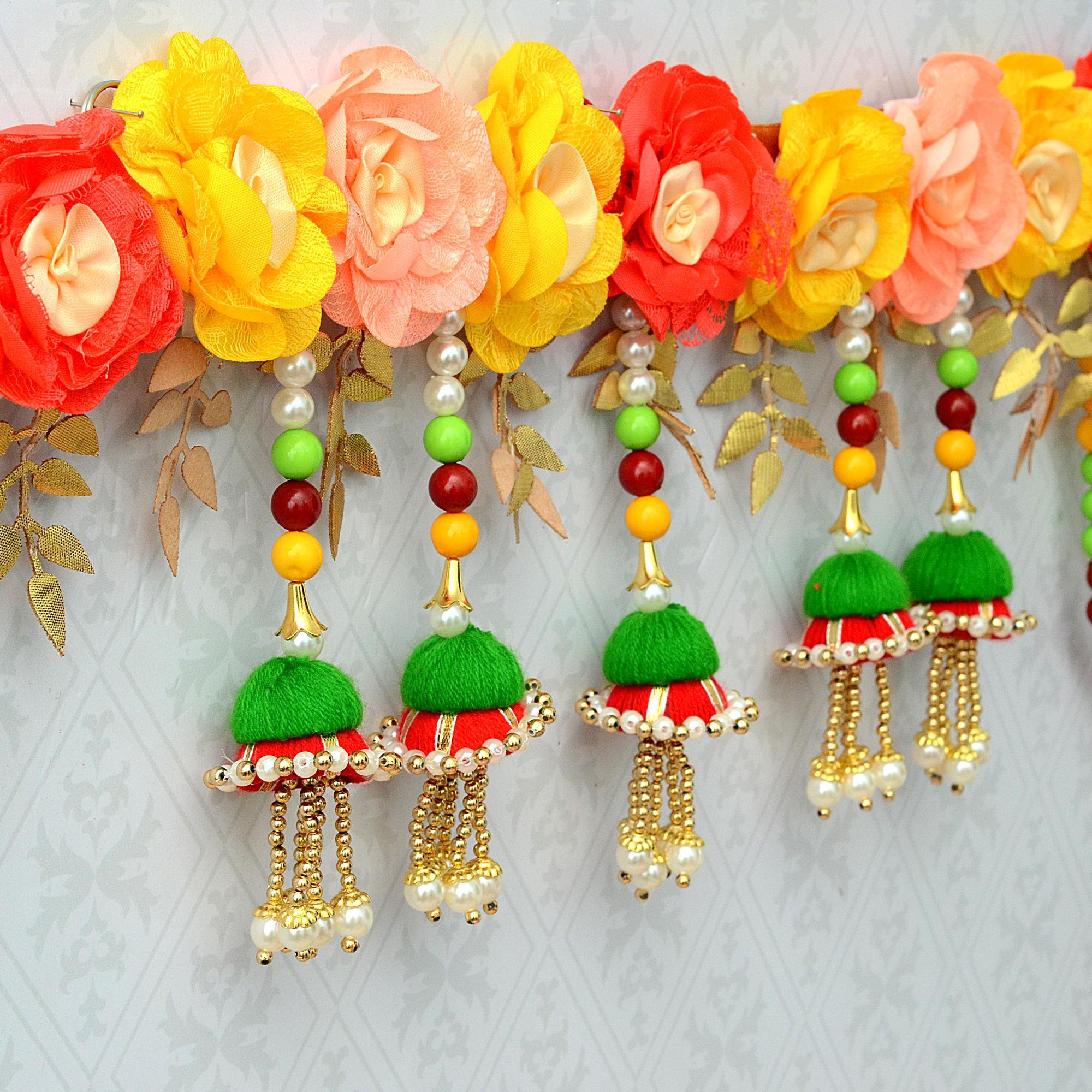 Colorful Flower & Moti work Bandarwal