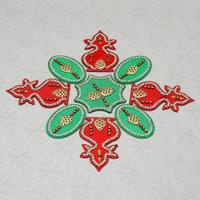 Red & Green Decorated Kalash Rangoli