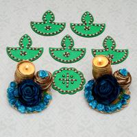 Diya Shape Rangoli & Decorated Diya