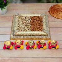 Designer Diya and Dryfruit Thali Combo