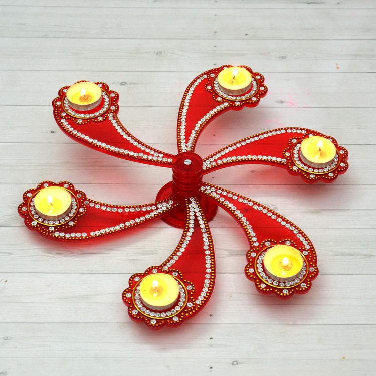Round Rangoli with 6 Pcs Candle