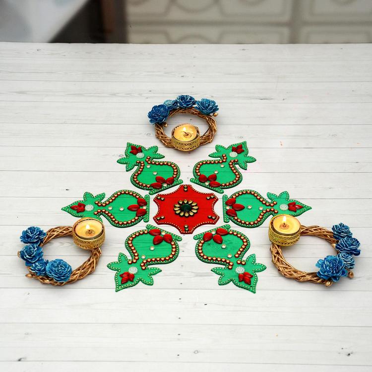 kalash Decorative Rangoli with Diya