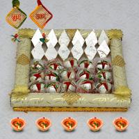 Kaju Barfi & Kaju Pista Phool Diwali Thali