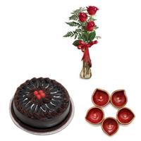 Flower & Chocolate Truffle Cake Diwali Hamper