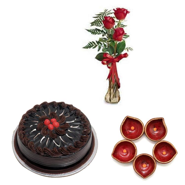 Flowers & Truffle Cake Diwali Hamper