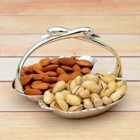 Almond & Pista in a Silver Bowl