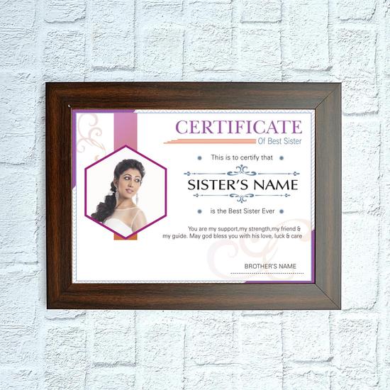 Best Sister Certificate - 2