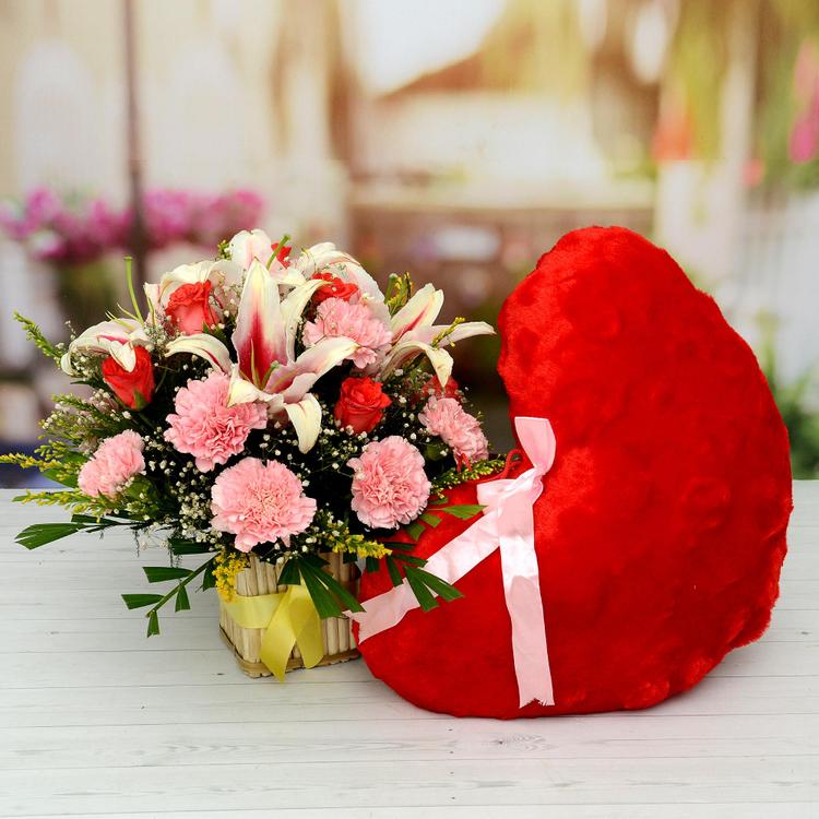 Heart Pillow & Lilies