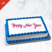 Rectangular Vanilla Happy New Year Cake 1 Kg
