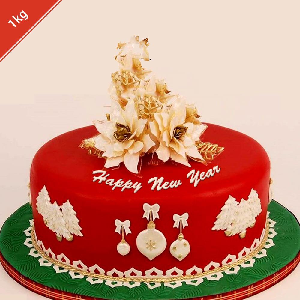 3D Chocolate Happy New Year Cake 1 Kg, Cakes on New Year