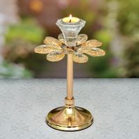 Golden Crystal Flower Candle Stand