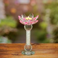 Pink Crystal Lotus Candle Stand