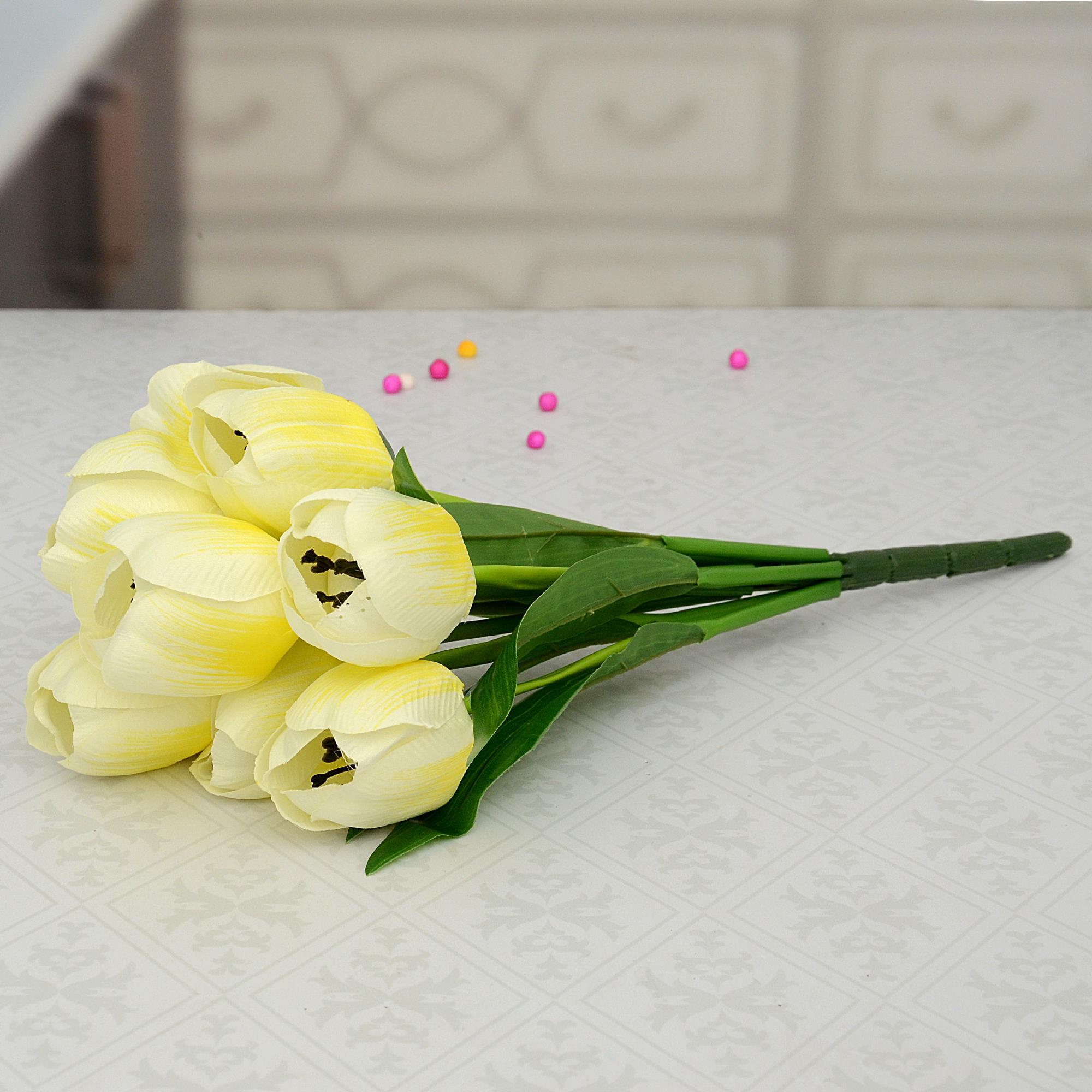 White Tulip Artificial Flowers Gift for Home Add Ons