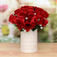 Artificial Red Roses With A Lovely Flower Vase