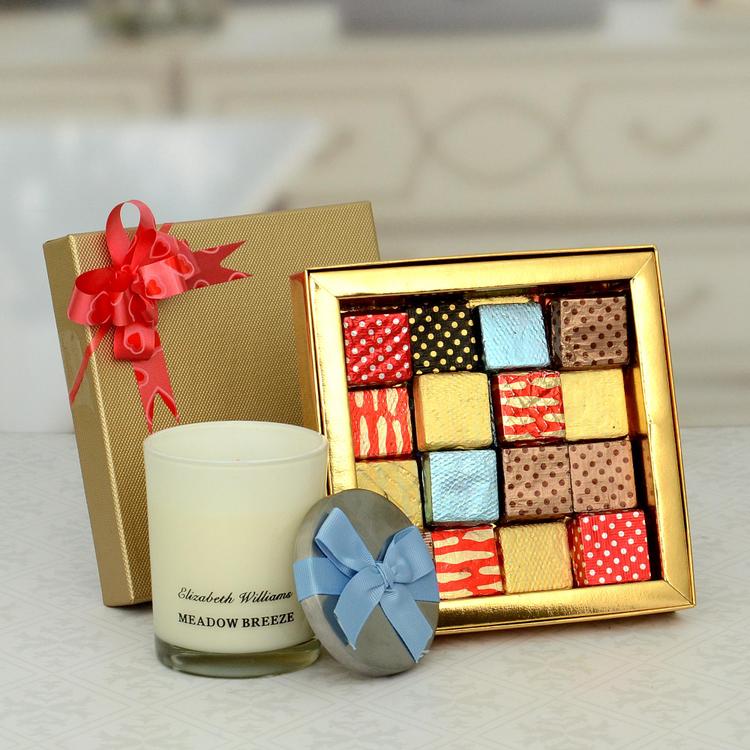 Scented Candle With Handmade Chocolate Box