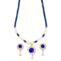 Blue Stone Pearl Necklace 2