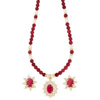 Brilliance Red Stone Pearl Necklace