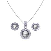 Pearl With Cz Pendant Set