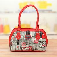 Red Designer Printed Handbag