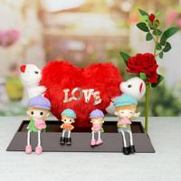Cute Love Family With Soft Toy & Rose