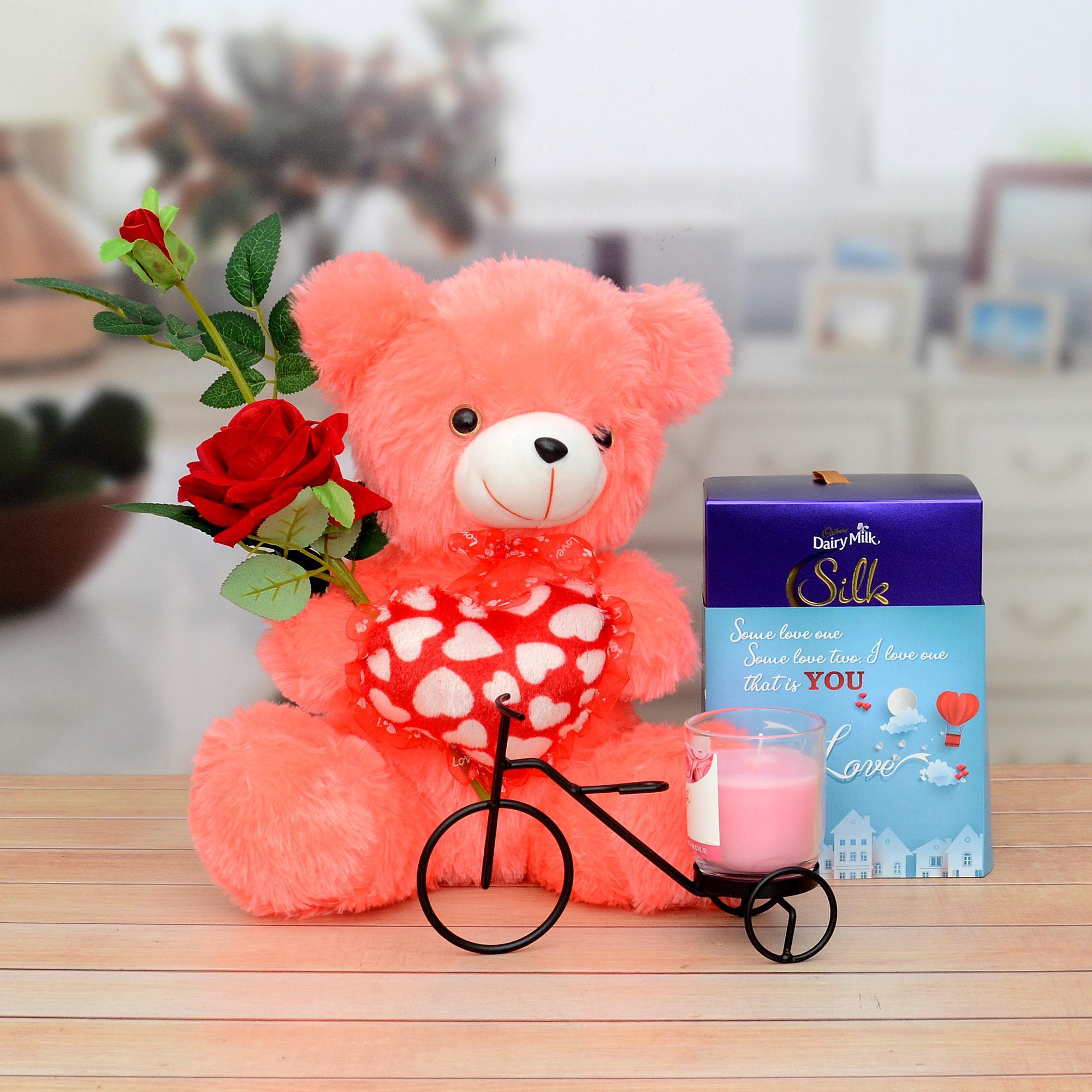 Red Rose With Chocolate & Teddy Combo | Valentine Day