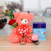 Red Rose With Chocolate & Teddy Combo