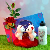 Love Bottle With Kissing Teddy & Chocolates