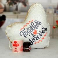 Heart Shape Magic Pillow With Coffee & Love Mug