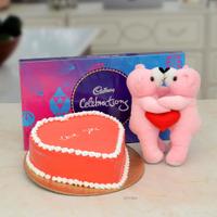 Kissing Teddy With Love Cake & Celebration