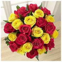 24Pcs Red & Yellow Roses Bouquet