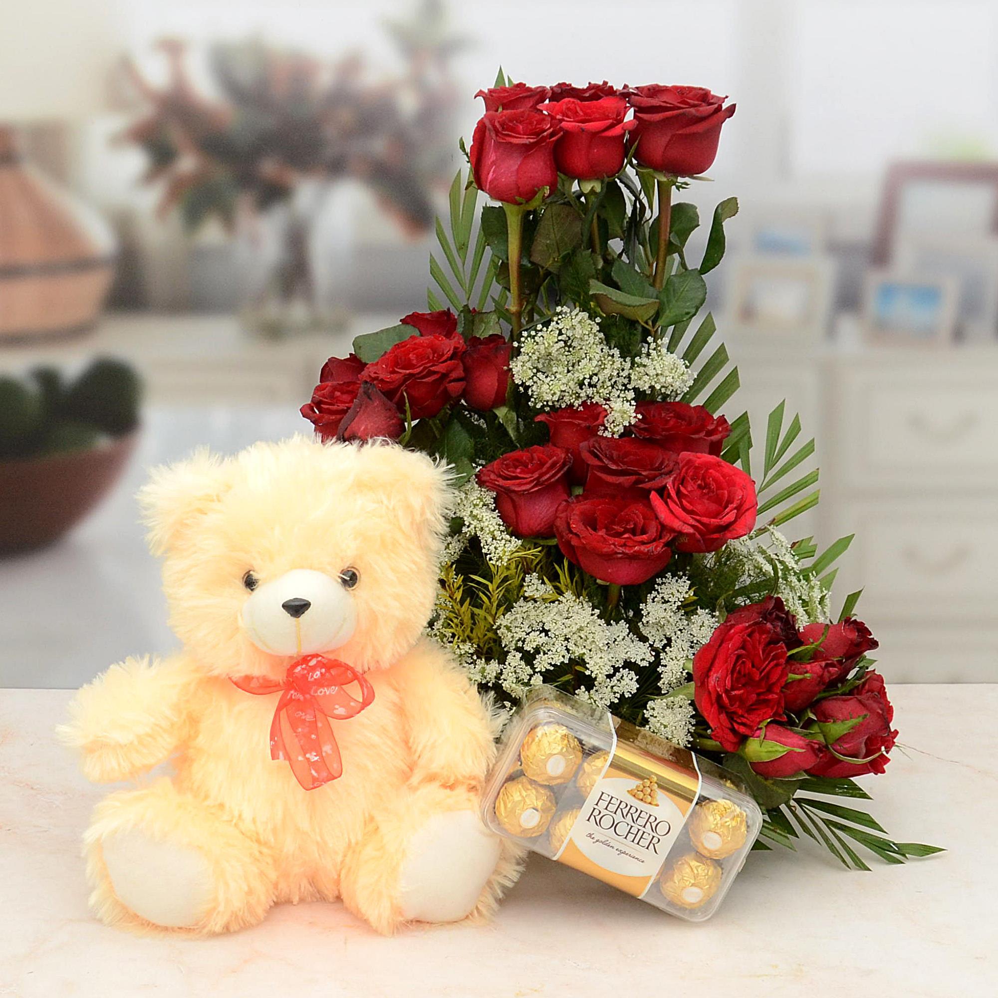 Roses, Teddy & Chocolate, Flowers on Independence Day