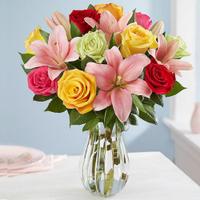Roses with Lilies in a Vase