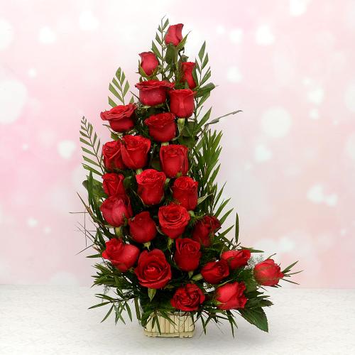 25 Red Rose Basket Express