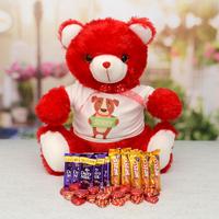 Sorry Red Teddy With Bunch of Chocolates