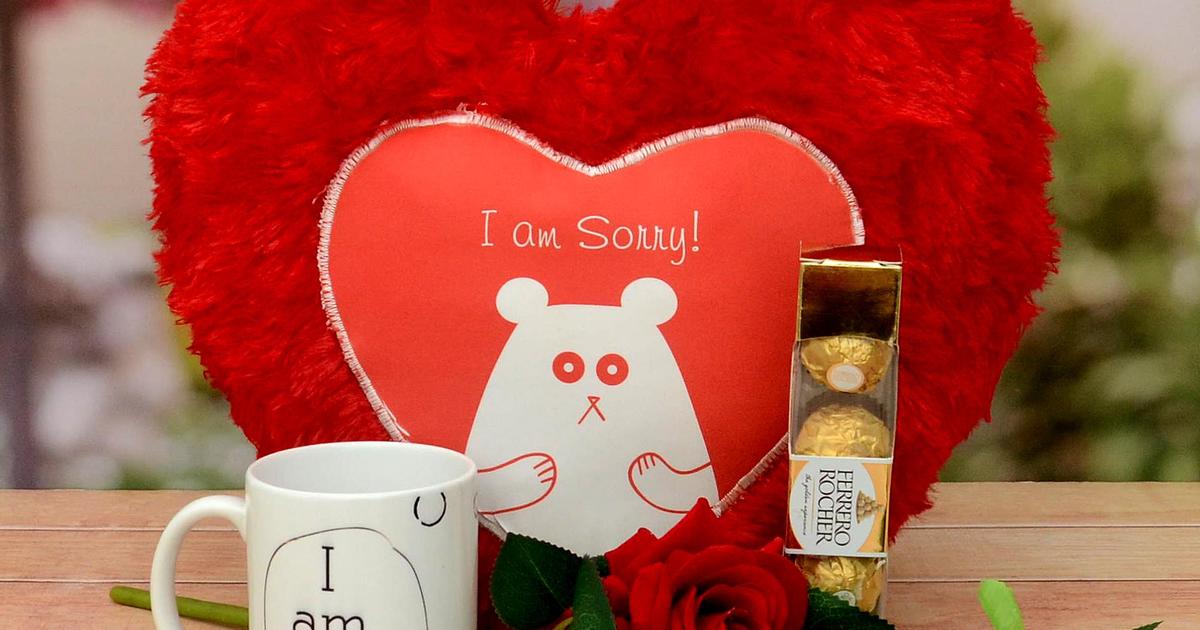 Sorry Mug Pillow With A Rose Chocolate Sorry Gifts