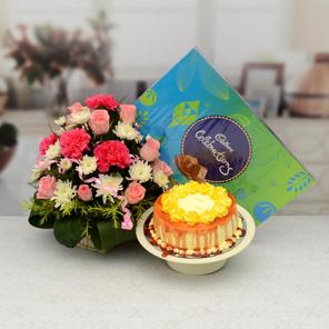 BS Cake, Flowers, Chocolate BS Cake, Flowers, Chocolate