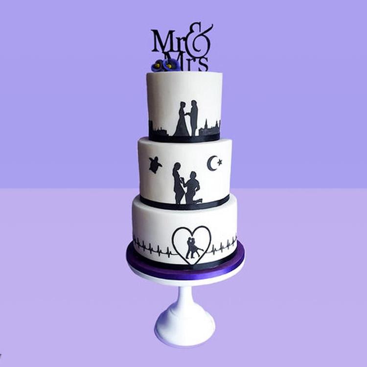 3 Tier Mr & Mrs Fondant Cake