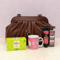 Best Mom Cosmetics & Handbag With Tea Combo