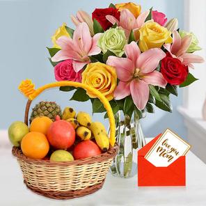 Roses & Lilies with Fruits Roses & Lilies with Fruits