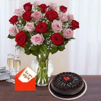 Rose & Chocolate Cake For Mom