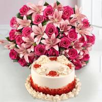 Red Velvet Cake, Rose & Lily