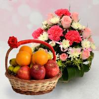 Flower Basket & Fruits