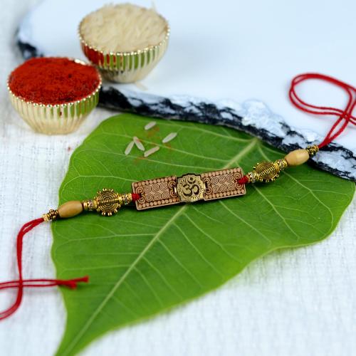 Engraved Wooden Om Rakhi