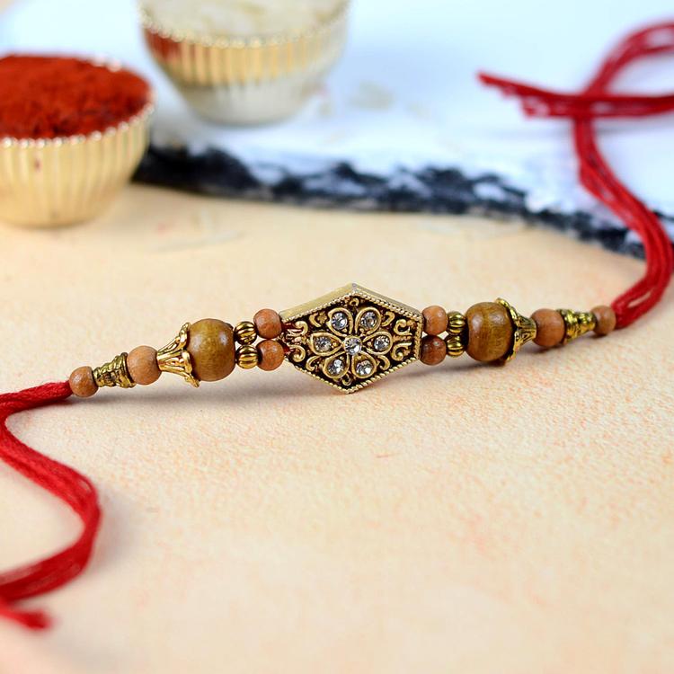 Antique Floral Stone Rakhi