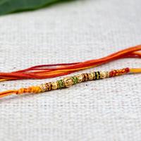 Colourful and Golden Beads Rakhi