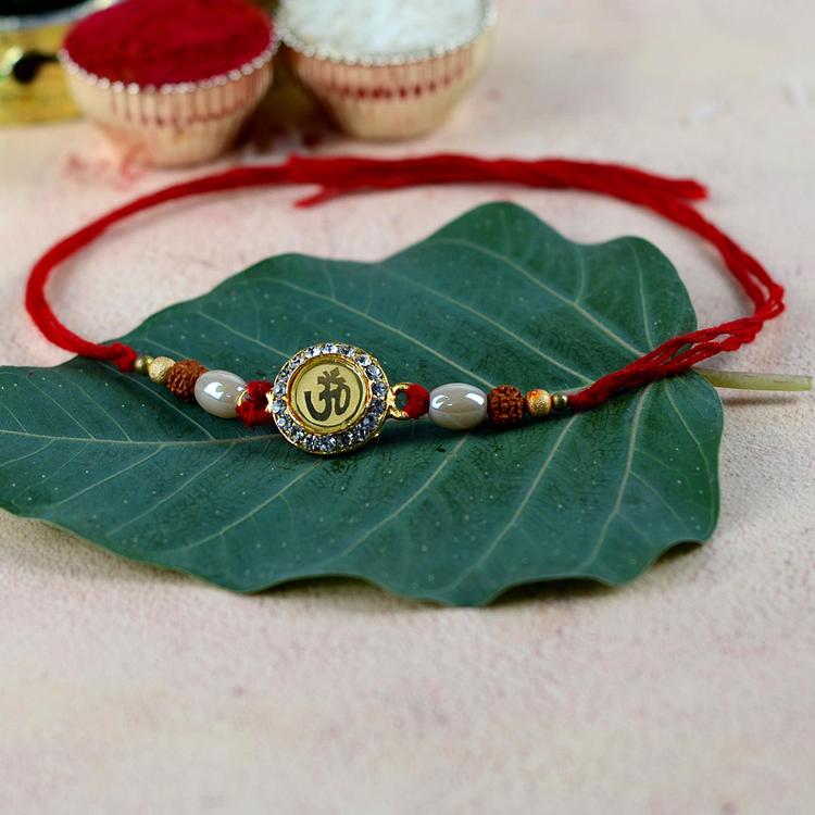 Rudraksh Bead Round Om Rakhi