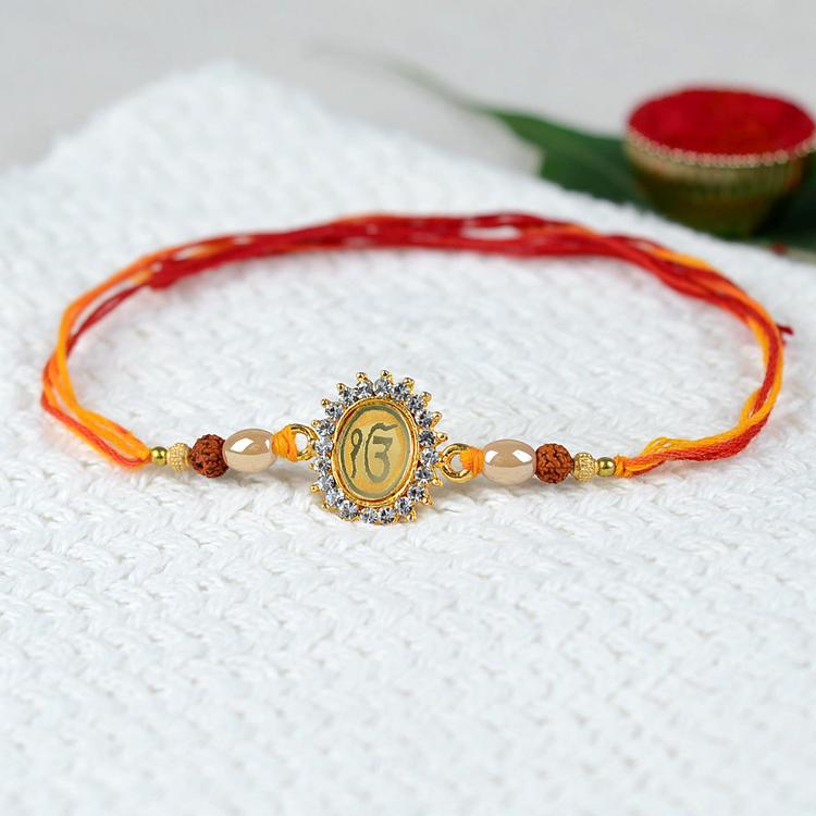 Ik Onkar Stones Rudraksh Rakhi